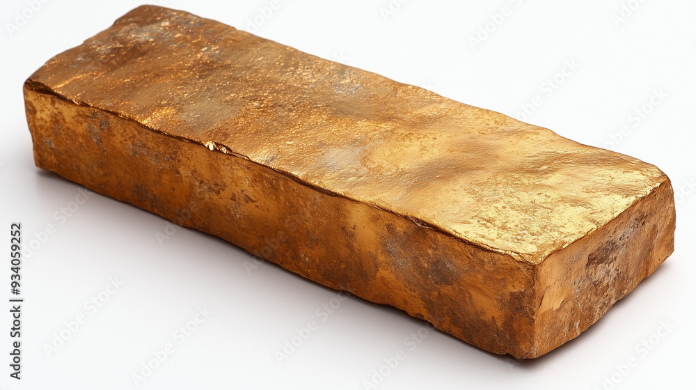 Raw Gold Bar on White Background - Precious Metal Investment and Wealth Concept Raw Gold Bar on White Background - Precious Metal Investment and Wealth Concept