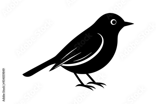 Black silhouette of robin bird logo style on a white background