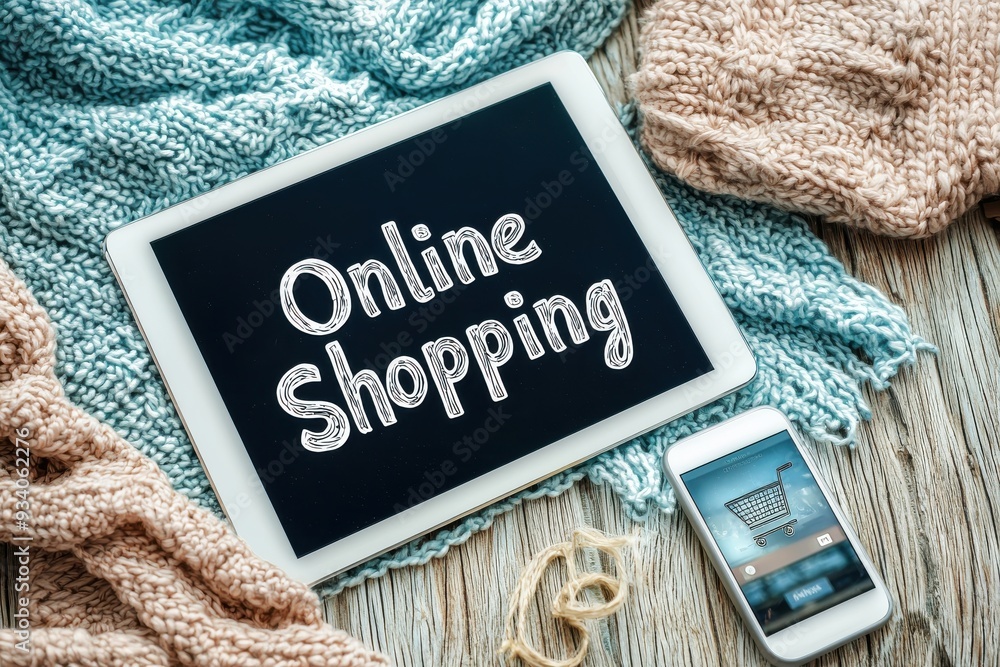 Fototapeta premium Online Shopping on Tablet & Phone.
