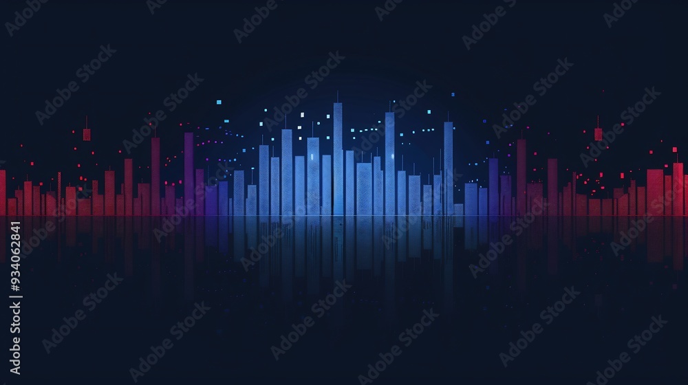 Abstract Digital Cityscape with Red and Blue Lights Abstract Digital Cityscape with Red and Blue Lights