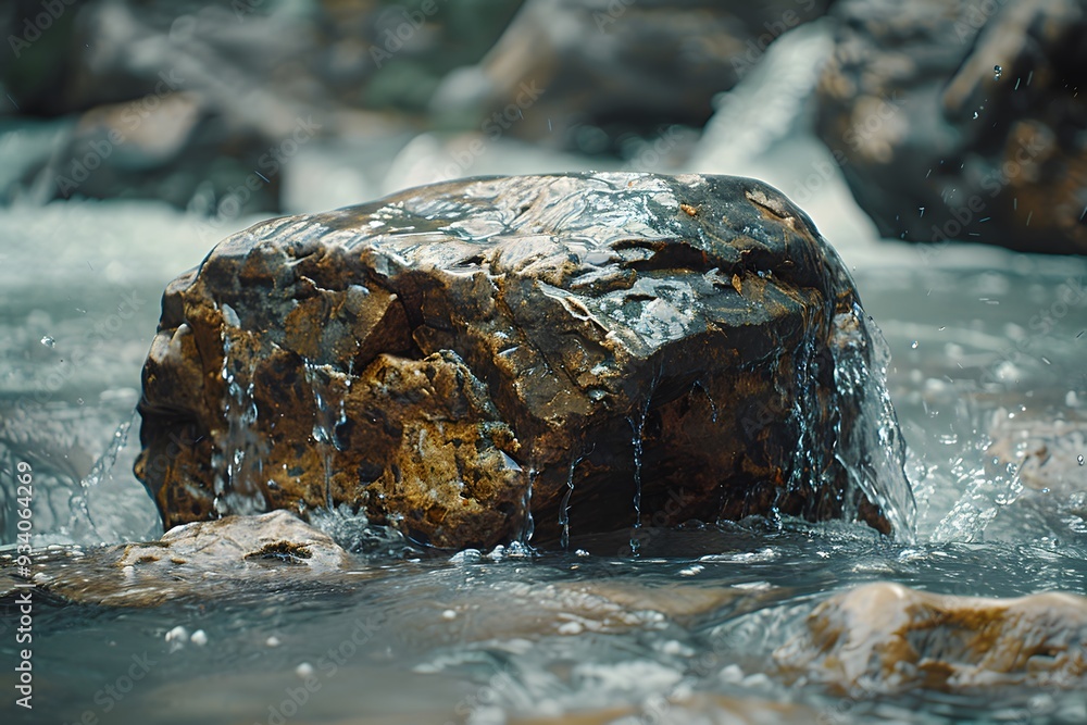 Tranquil Stream with Flowing Water Over a Rock Tranquil Stream with Flowing Water Over a Rock