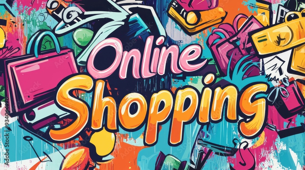 Online Shopping Graffiti Art. Online Shopping Graffiti Art.