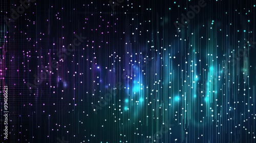 Abstract Digital Background with Glowing Lines and Stars