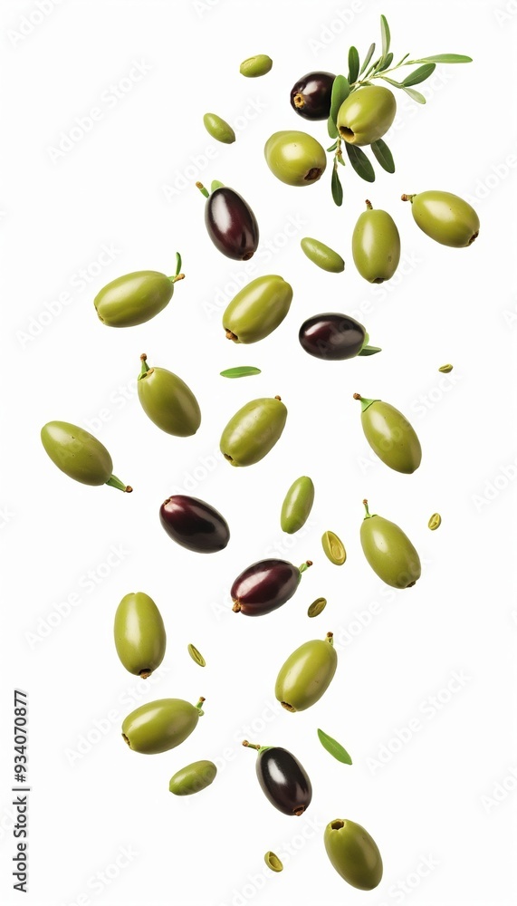 Bright Green Olive Group Isolated on white Background Bright Green Olive Group Isolated on white Background