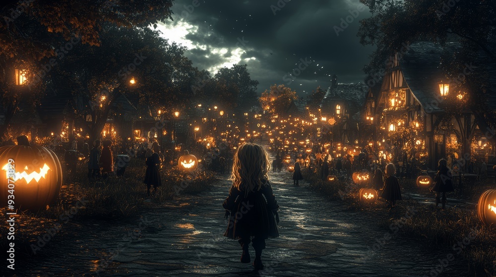 Fototapeta premium Halloween Day Village