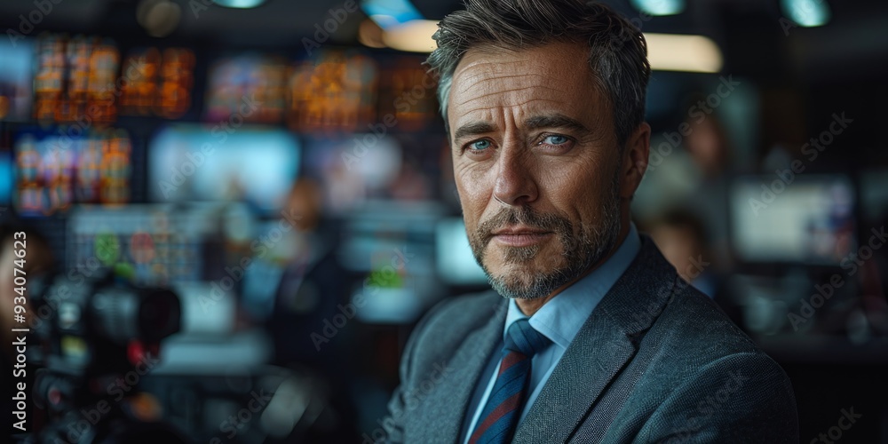 Portrait of a Serious Man in a Studio Portrait of a Serious Man in a Studio