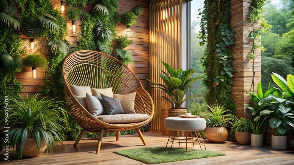 a-cozy-lounge-area-featuring-a-sculptural-wicker a-cozy-lounge-area-featuring-a-sculptural-wicker