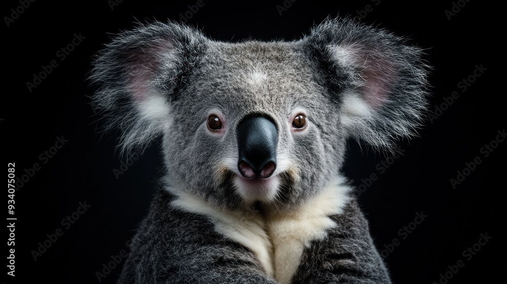 Fototapeta premium Koala Portrait Against Black Background