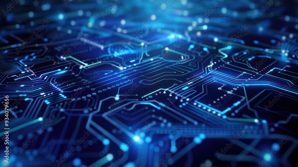 Fototapeta premium Abstract Circuit Board - Blue Light Network