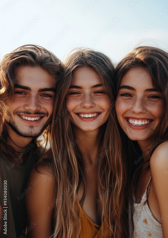 Friends are the family we choose. Portrait of a happy group of friends posing together outside, Generative AI