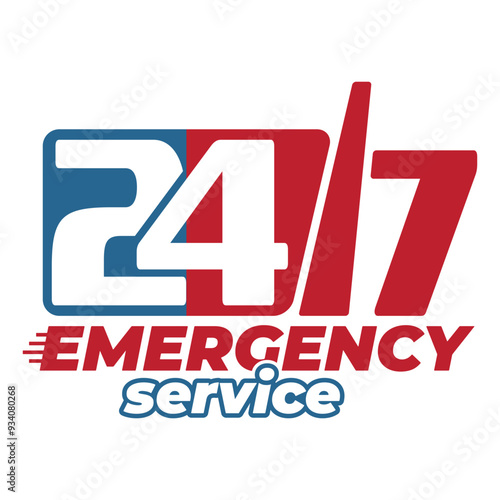 24 Hour emergency service label design vector