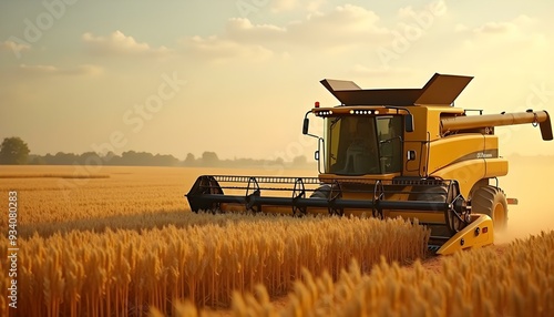 Farmer is harvesting wheat, wide yellow wheat plant background, Harvesting wheat, Feed view