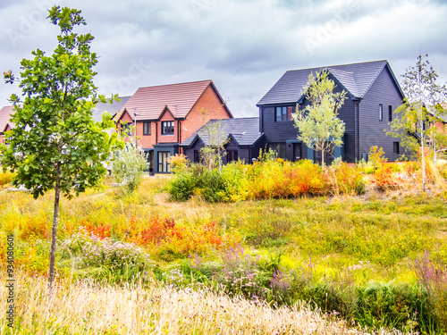 New housing estate Crowthorne Berkshire with nature area