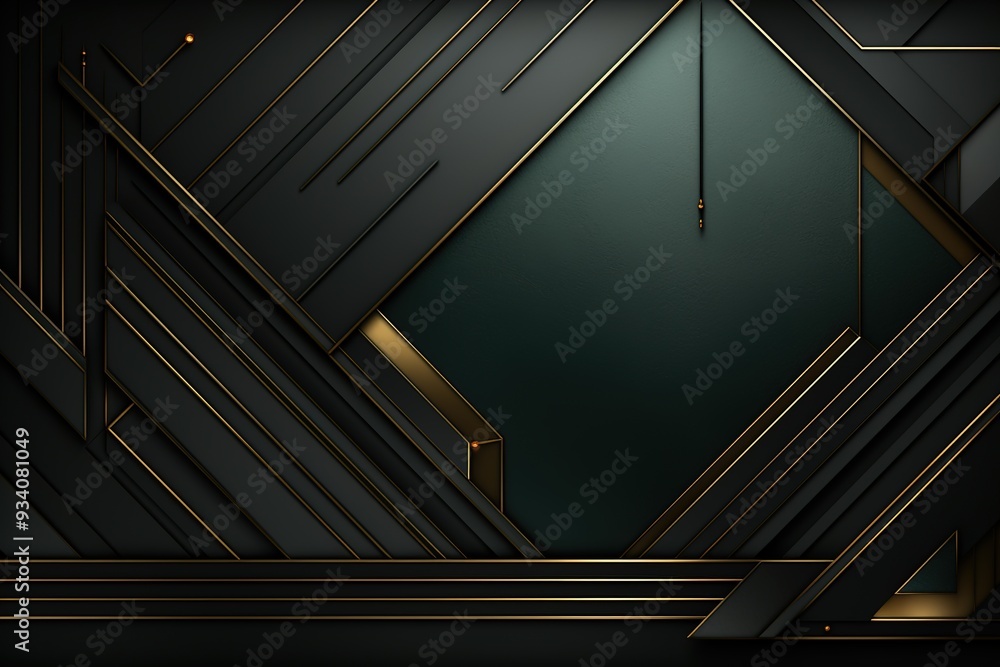 Obraz premium Abstract geometric pattern with black and gold elements.