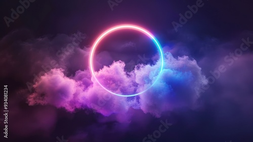 Neon Circle in the Clouds