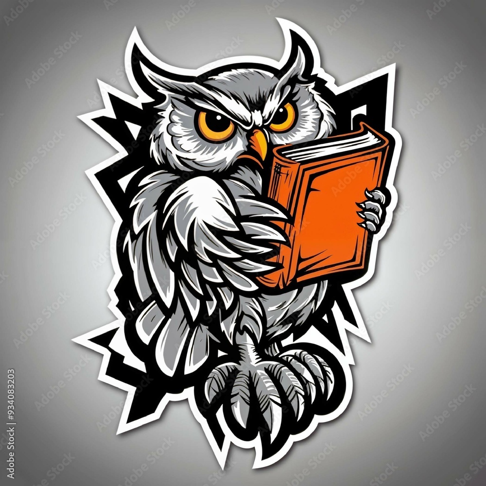 Obraz premium owl on a branch with a books