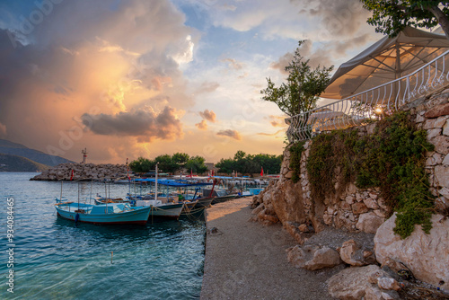 Fototapeta Naklejka Na Ścianę i Meble -  Kalkan Town harbour view in Turkey