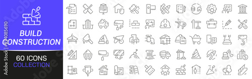 Build and construction line icons collection. Thin outline icons pack. UI icon collection. Set of line web pictogram