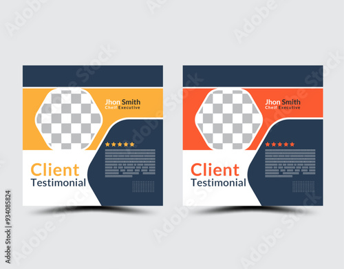 Client testimonial design template made with abstract shapes and solid color