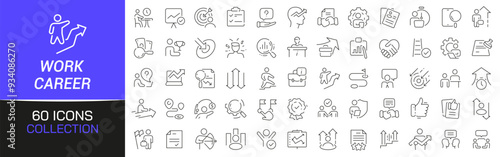 Work and career line icons collection. Thin outline icons pack. UI icon collection. Set of line web pictogram