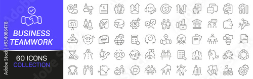 Business and teamwork line icons collection. Thin outline icons pack. UI icon collection. Set of line web pictogram