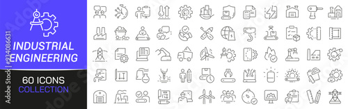 Industrial and engineering line icons collection. Thin outline icons pack. UI icon collection. Set of line web pictogram