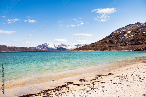 nature sceneries inside the island of Sommaroy, Tromso municipality, Norway