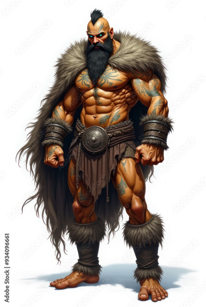 Φωτογραφία Barbarian with Glowing Blue Eyes , dark fantasy aesthetic, high-detail illustration, epic fantasy artwork, character concept art, rich color palette, dark and gritty style