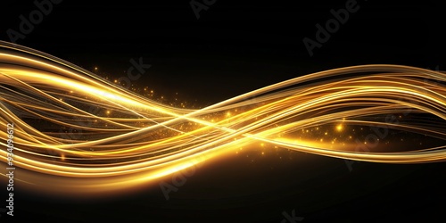 Golden Light Waves Abstract Background, abstract , gold , wave , light