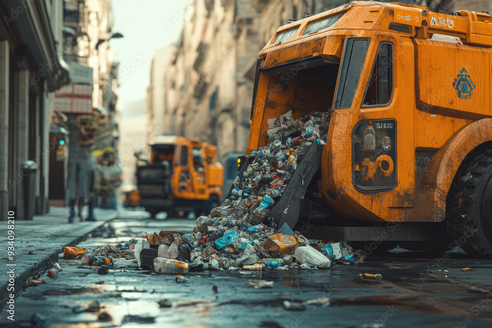 The autonomous garbage truck of the future collects trash from city streets. The autonomous garbage truck of the future collects trash from city streets.