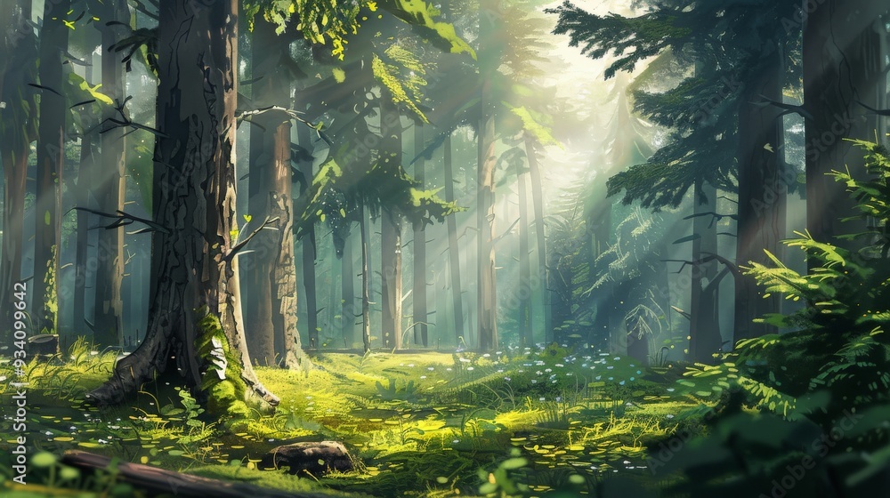 Obraz premium Sunbeams in the Forest.