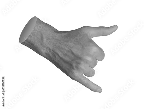 Thumb and pinky finger gesture, hand surf, surfer s sign. Shaka isolated symbol on white background.. photo