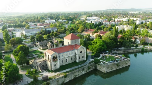 Aerial view of Tata city in Hungary. 