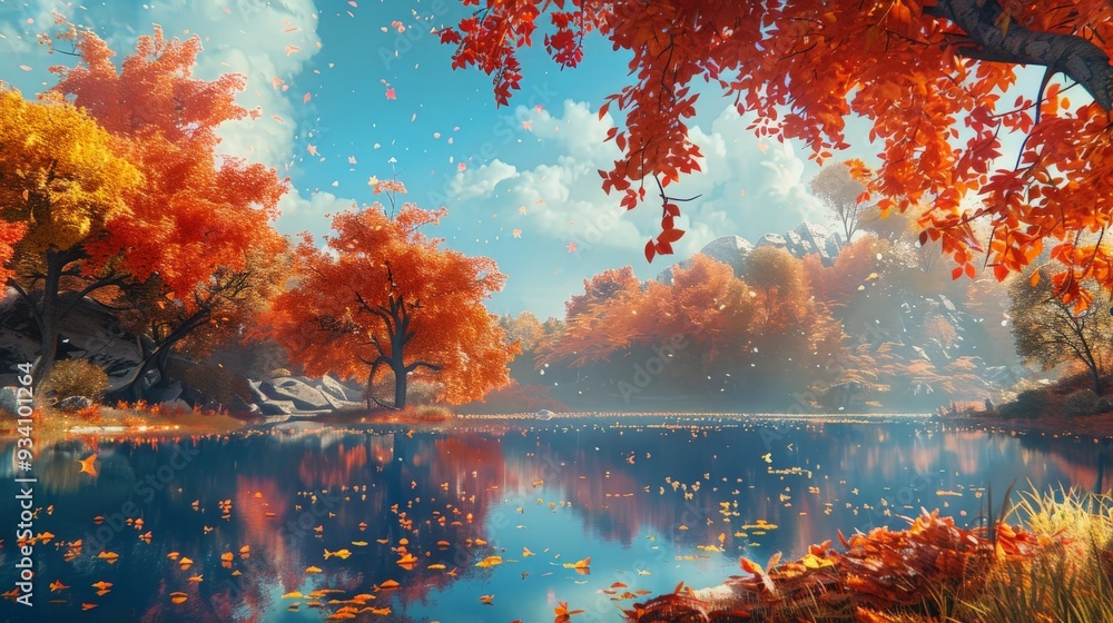 Fototapeta premium Autumn Lake Reflection.