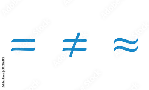 Equal to, not equal to and equal approximately symbol in mathematics