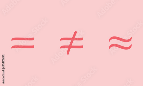 Equal to, not equal to and equal approximately symbol in mathematics