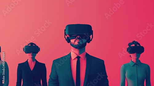 Team collaboration via VR headsets, futuristic office, avatars representing diverse remote workers, VR collaboration, future of work technology
