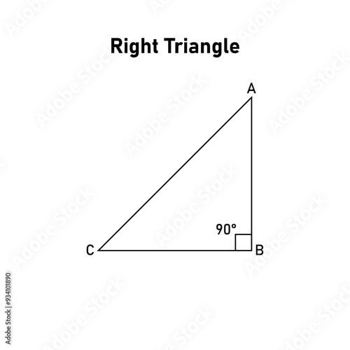 Right angle triangle shape in geometry. photo