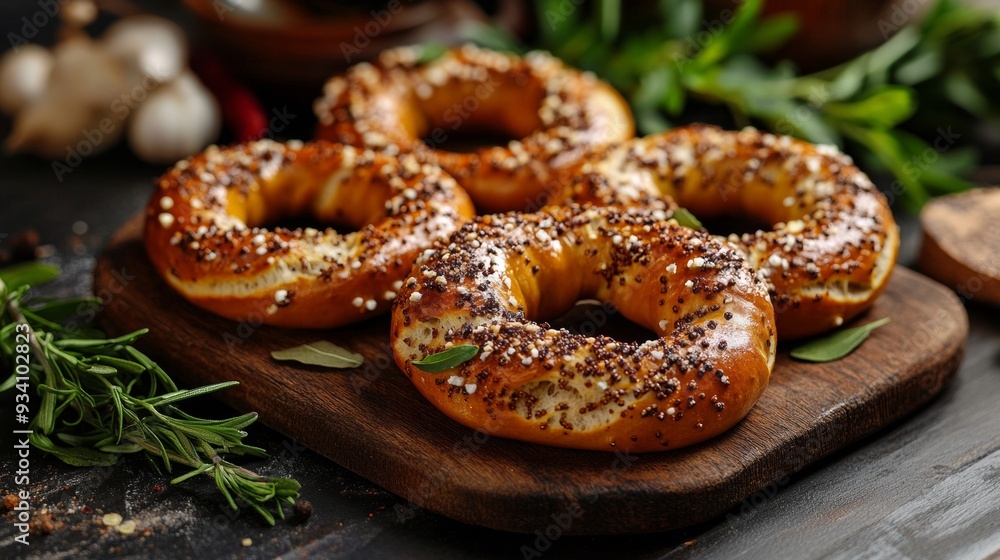 German national cuisine: pretzels with spices. German national cuisine: pretzels with spices.