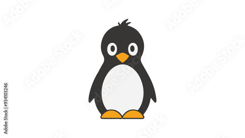 cartoon linux penguin cute illustration in vector on white background