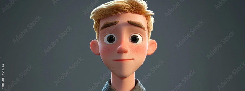 3D Cartoon Version of a Young Man 3D Cartoon Version of a Young Man