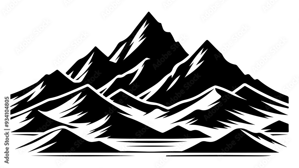 Fototapeta premium Mountain silhouette vector illustration.