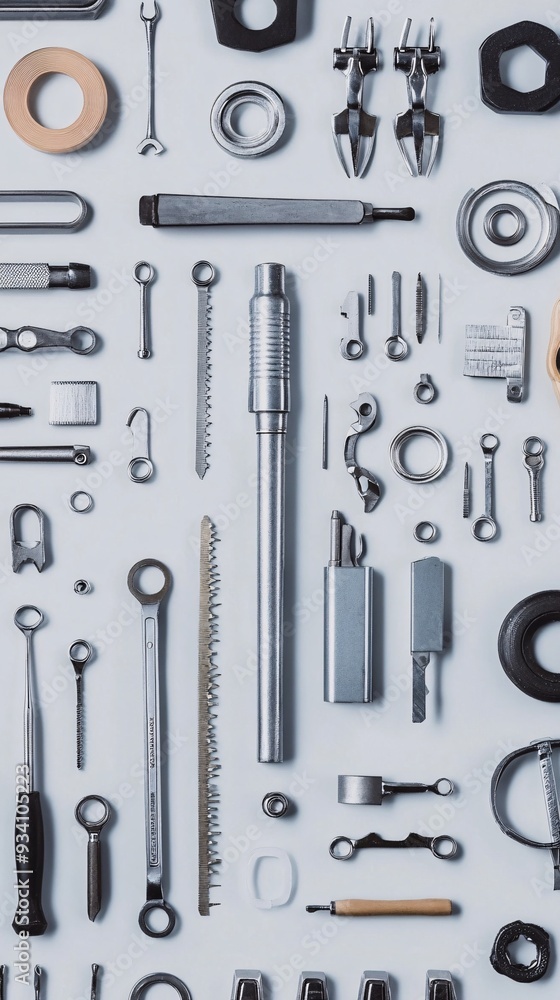 An array of locksmith tools neatly arranged on a light solid color background, showcasing the profession's essentials An array of locksmith tools neatly arranged on a light solid color background, showcasing the profession's essentials