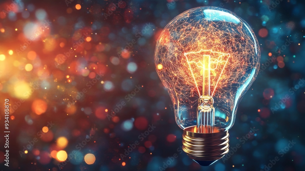 Business professional featuring a digital light bulb and brain, reflecting creative intelligence and innovation, with a bright and motivating background. Business professional featuring a digital light bulb and brain, reflecting creative intelligence and innovation, with a bright and motivating background.