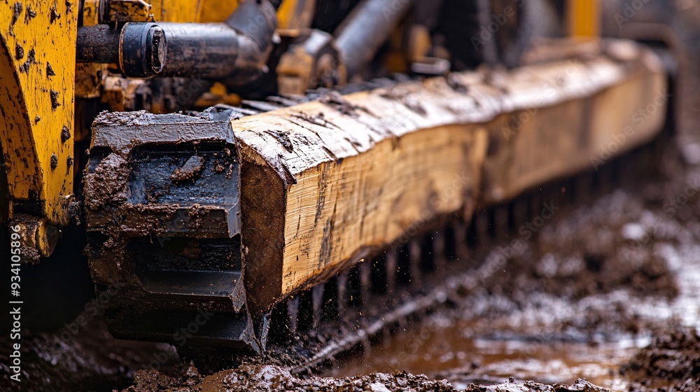 A close-up image of a log grader machine working on a construction site, showing the intricate details of the equipment and logs A close-up image of a log grader machine working on a construction site, showing the intricate details of the equipment and logs