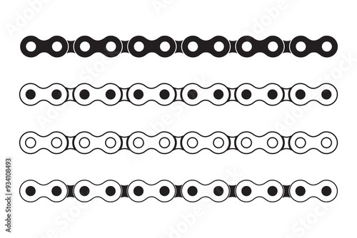 Bike, bicycle chain vector, icon. Metal chain vector icon, silhouette, Simple flat logo of chain on white background. Chain icon, silhouette. Vector illustration.