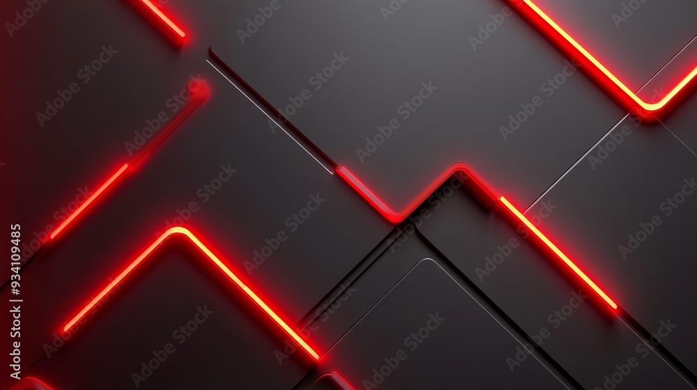 A modern abstract design featuring sleek black surfaces with glowing red lines, creating a dynamic visual effect. A modern abstract design featuring sleek black surfaces with glowing red lines, creating a dynamic visual effect.