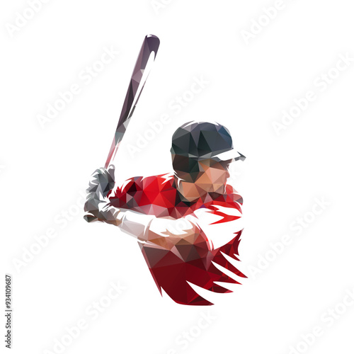 Baseball player, batter, abstract isolated vector silhouette. Team sport athlete