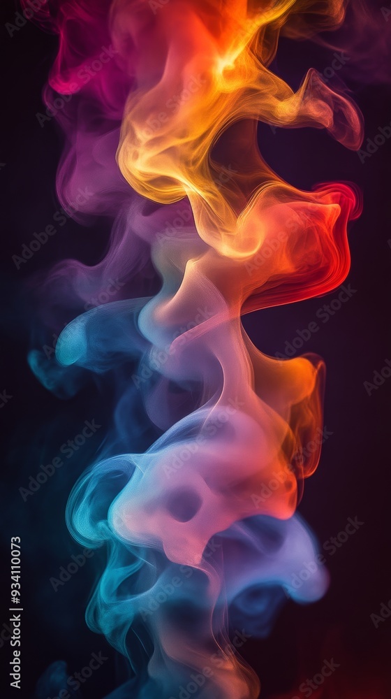 Colorful swirling smoke on a dark background, abstract art concept Colorful swirling smoke on a dark background, abstract art concept