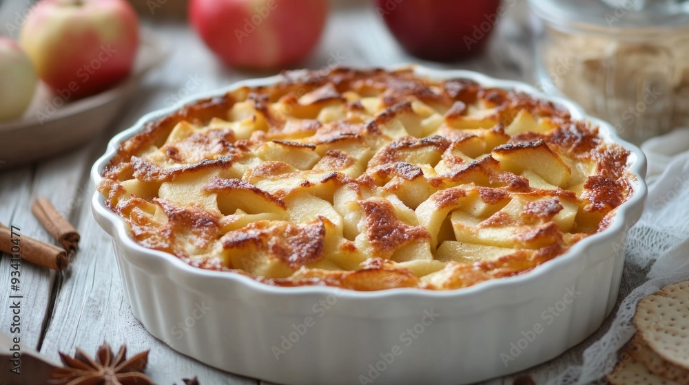 German national cuisine: Apple kugel with matzo. German national cuisine: Apple kugel with matzo.
